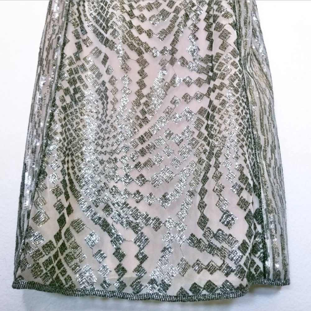 NWT | Free People x Anna Sui Sequin Embroidered Silver Front Slit Maxi Dress XS - Picture 12 of 15